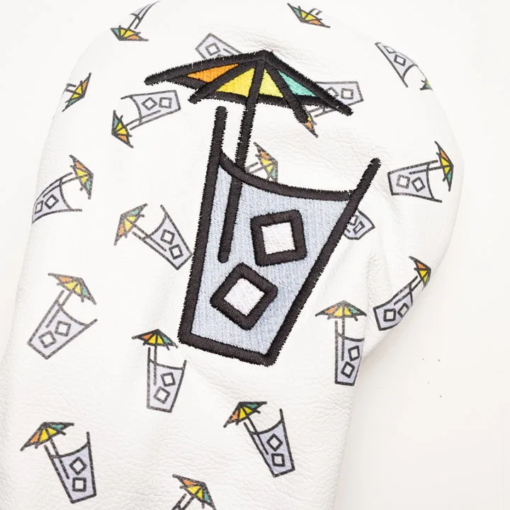 100% PU Leather Golf Club Headcover with Umbrella Print Plush Interior Protection Accessories Embroidered Logo