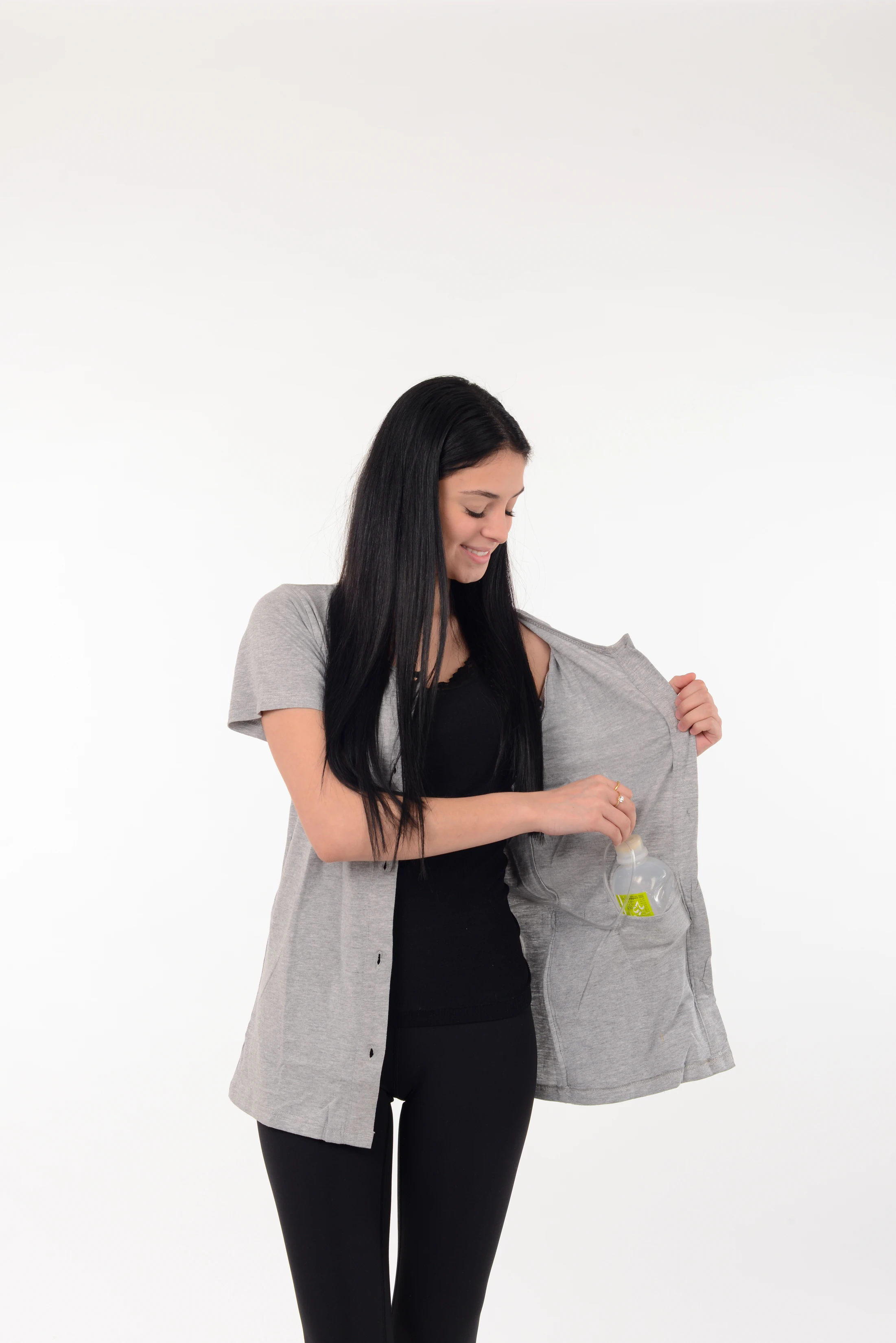 USBD Crew Neck Post Mastectomy Shirt with Drain Pockets