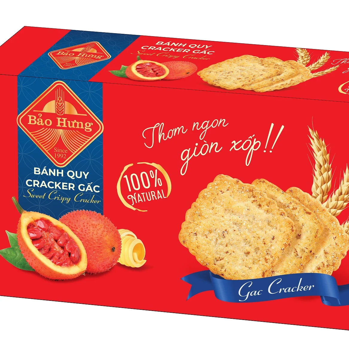 Hot New Premium Quality Bao Hung Thin Crispy Cracker Gac Sesame Flavour 120g PAPER BOX-Delicious Fruit Biscuits/Cookies