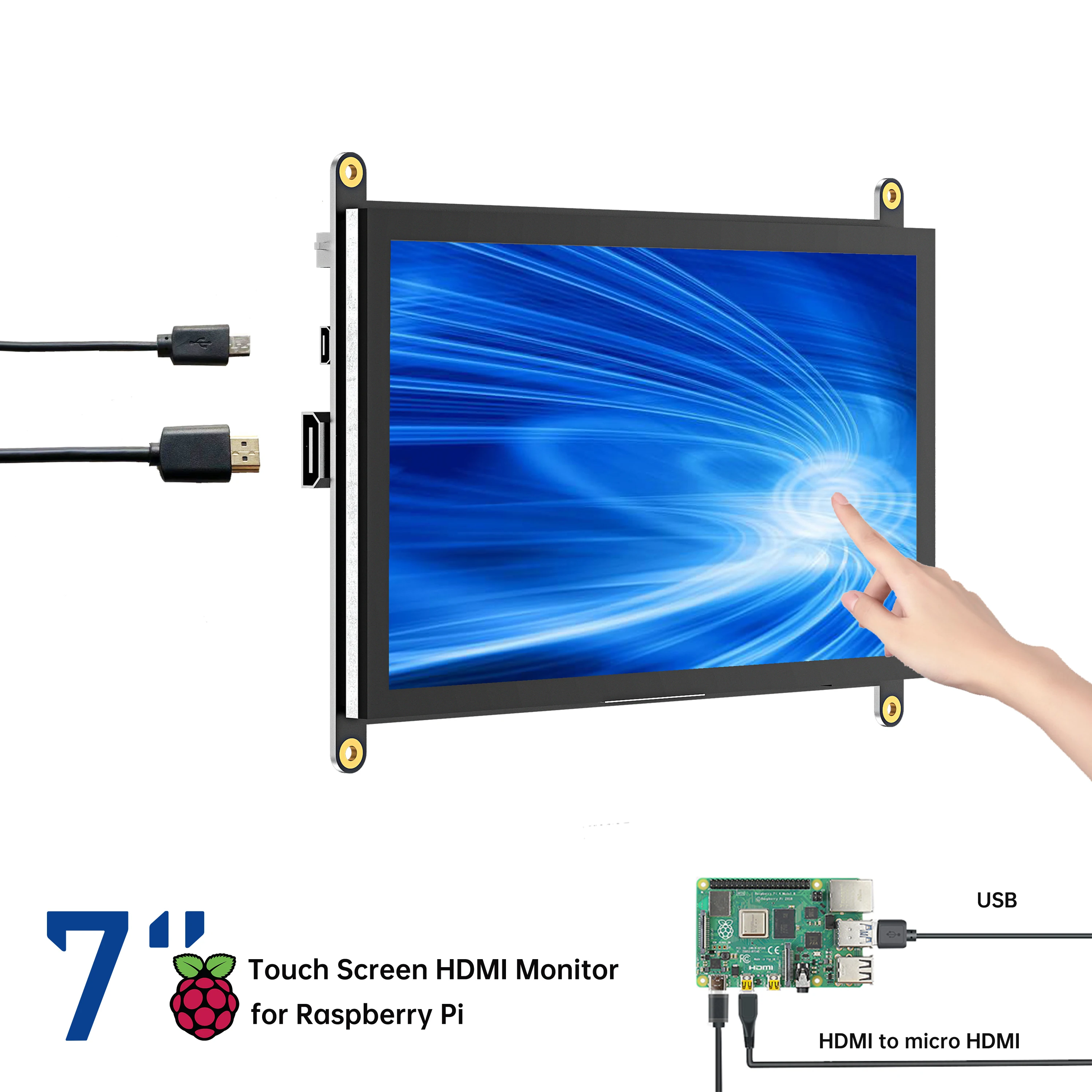 7 Inch Tft 1024x600 Capacitive Touchscreen Lcd Display For Raspberry Pi 4