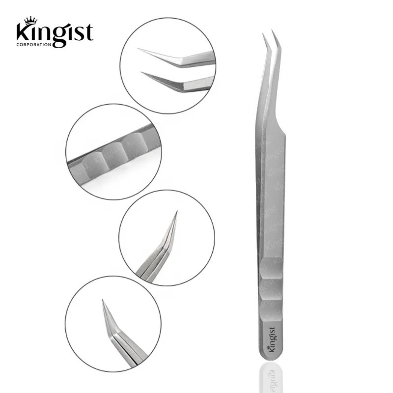 Wholesale Quality Silver Color Makeup Stainless Steel Eyelash Extension Tweezers