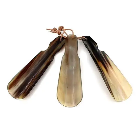 Natural Buffalo Boot Horn Shoe Long Handle Sock Remover Lifter Round Comb Fast Detach Easy to Clean to Prevent Scuffed Shoes