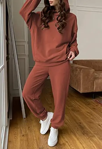 Women loose fit track suits outfits styles women fashion designer full length pant and full sleeved hoodies winter sweat suit