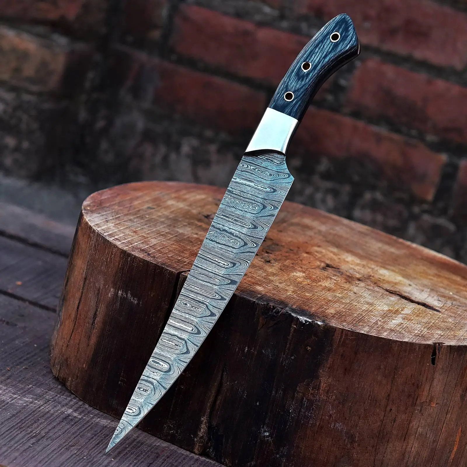 Custom Handmade Damascus Steel Blade  Chef Knife Kitchen Knife With Leather Sheath salt bae chef knife