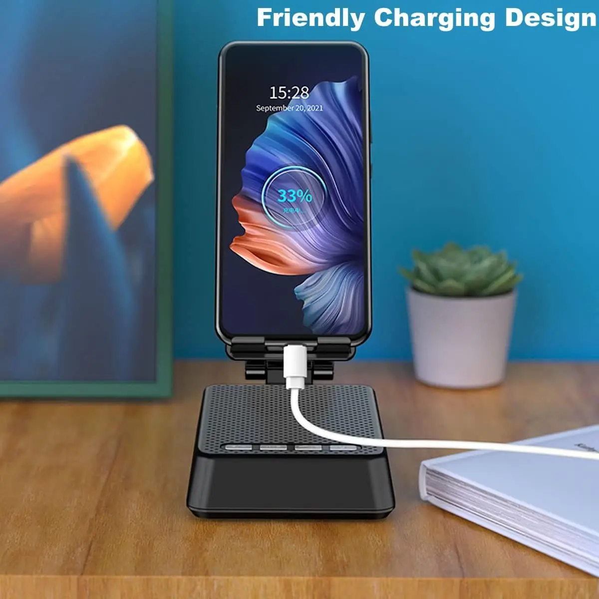 2023 HOT Foldable Mini Phone Stand with Wireless Blue-tooth Speaker Mobile Phone Holder Speaker Multi-angle Adjustment Stand