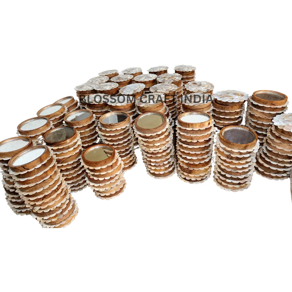 Attractive Round Mother of Pearl inlay Mini Makeup Mirrors Handmade Natural Shell Mirrors for Ladies & young Girls