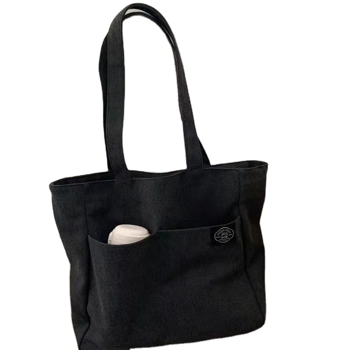 Pocket Large Capacity Multifunctional Cotton Canvas Tote Bag_502 with handle made in Vietnam for girls
