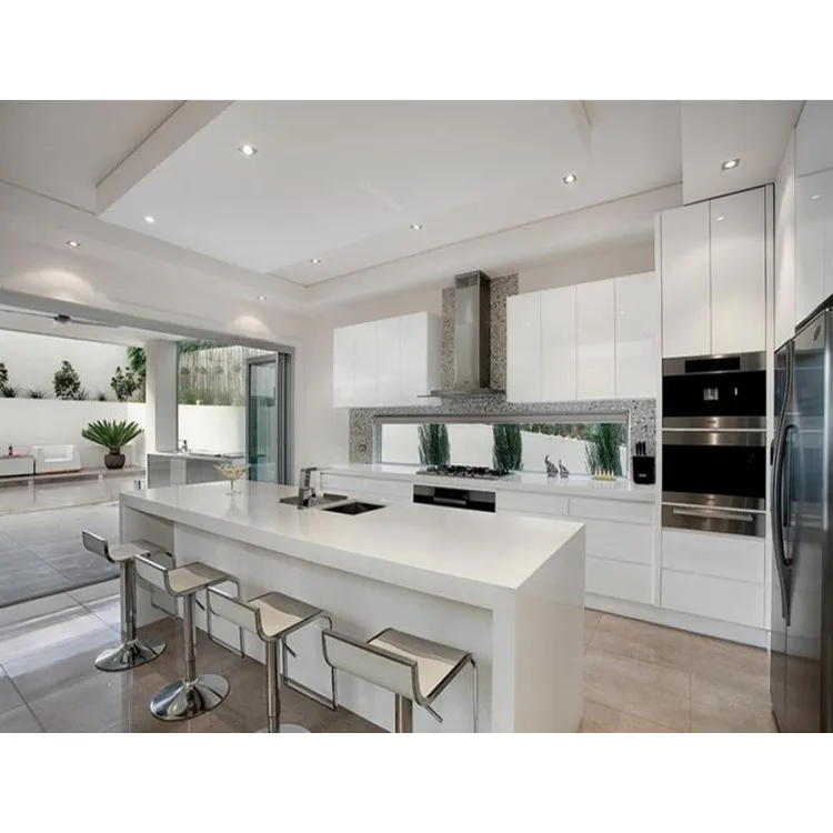 Prima Factory Seller Solid Wood Melamine American Style and Modern Style  Solid Wood Lacquered Kitchen Cabinets