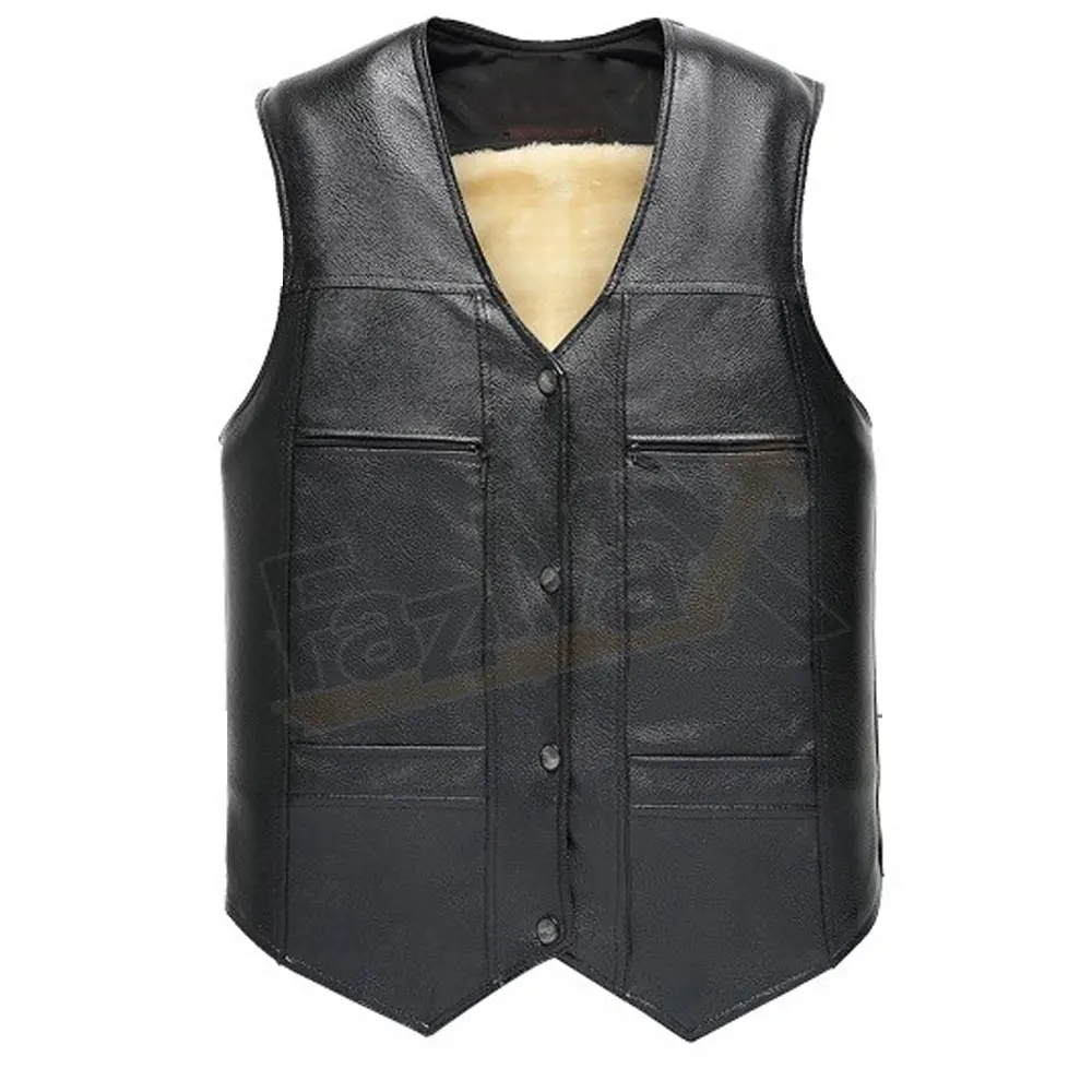 2022 OEM Custom Men Leather Motorbike Vest Lightweight Good Quality Men Motorcycle Leather Vest