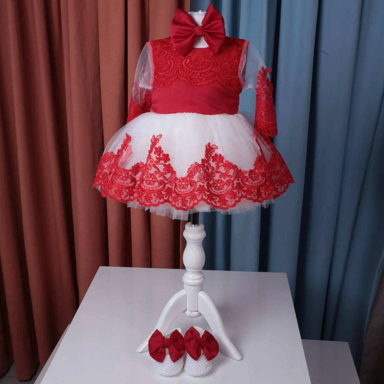Wholesale Custom Newborn New Design Party Birthday Wedding Kids Clothes Red Lace Baby Dress For Girls From Turkey