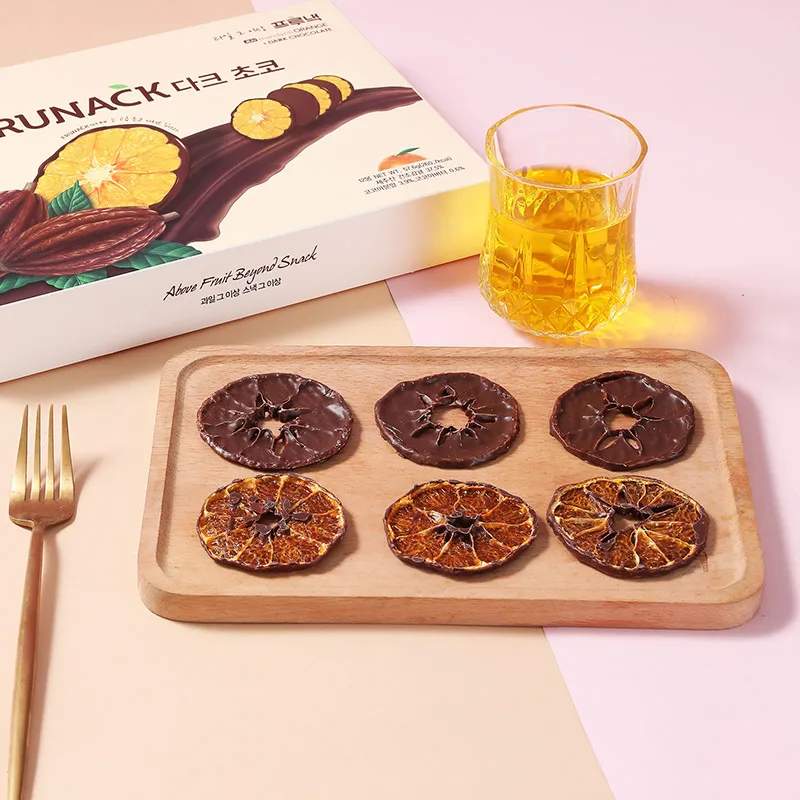 FRUNACK DARK CHOCOLATE(12pcs) made of Korean Jeju Mandarin, dried orange, and dark chocolate