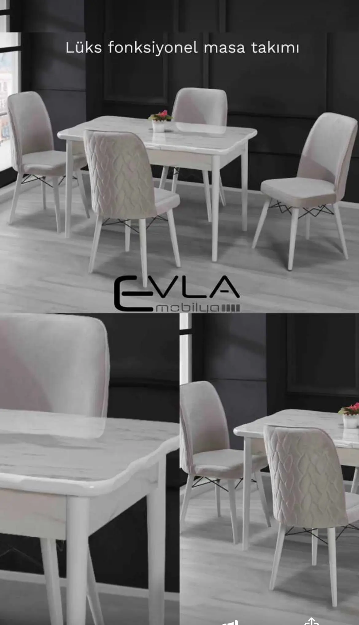 Kitchen dining table with chairs set marble top extended table comfortable chairs saving place hot sales Turkish stylish