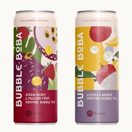 Canned Popping Boba Juice Tea Lychee Mango
