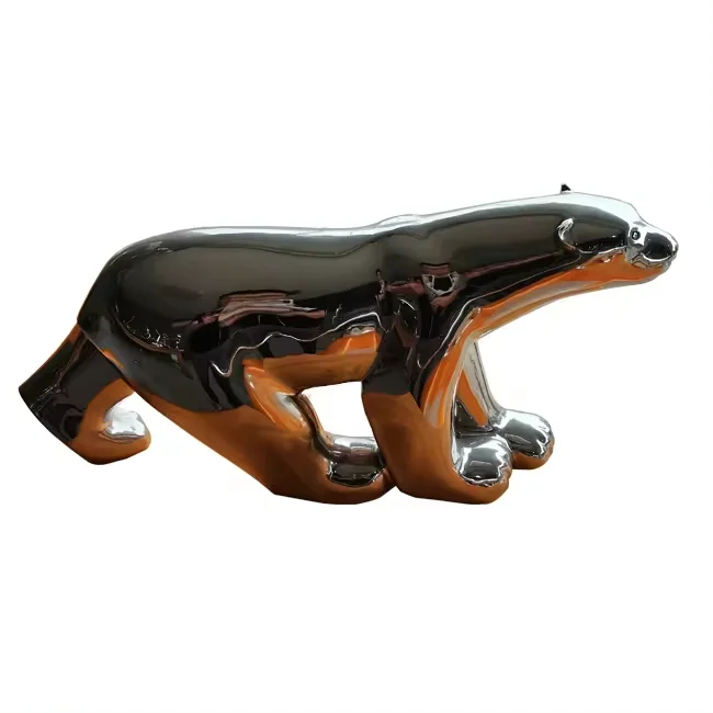 Luxury Interior Decoration Animal Stainless Steel Bear Sculpture