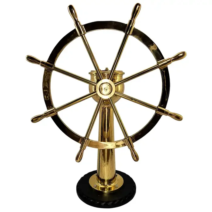 High Quality Nautical Ship Wheel Steering Wall Decoration Wood Craft Engraved Natural Polished Finish Indoor Metal Boat