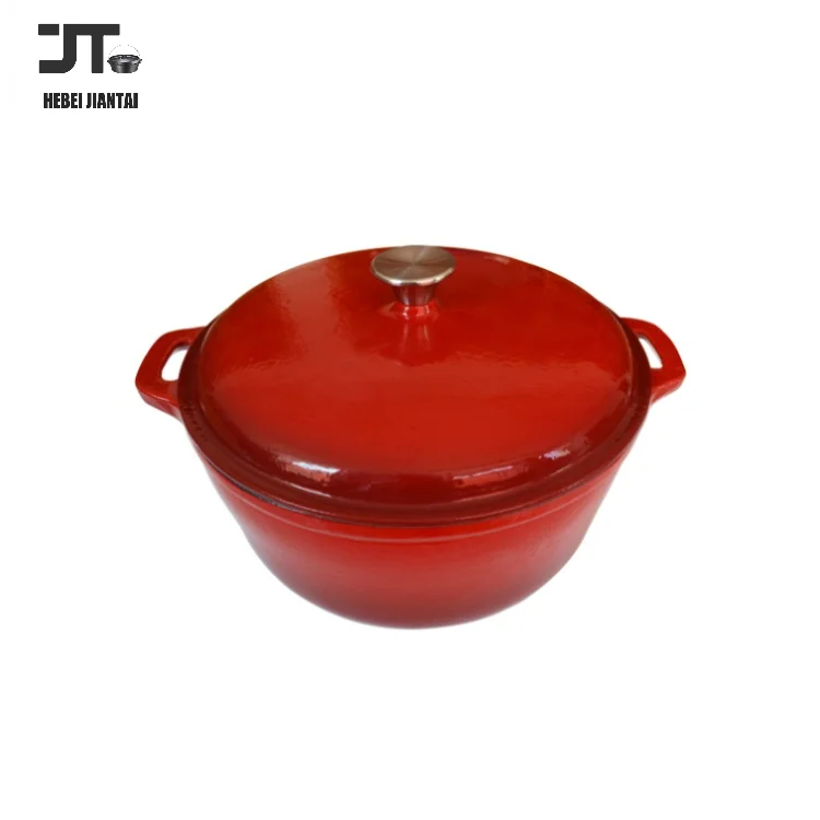 1.5L Cast Iron Covered Round Dutch Oven with Lid Enameled Casserole Pot French Oven Cookware with SS Knob for Baking Roasting
