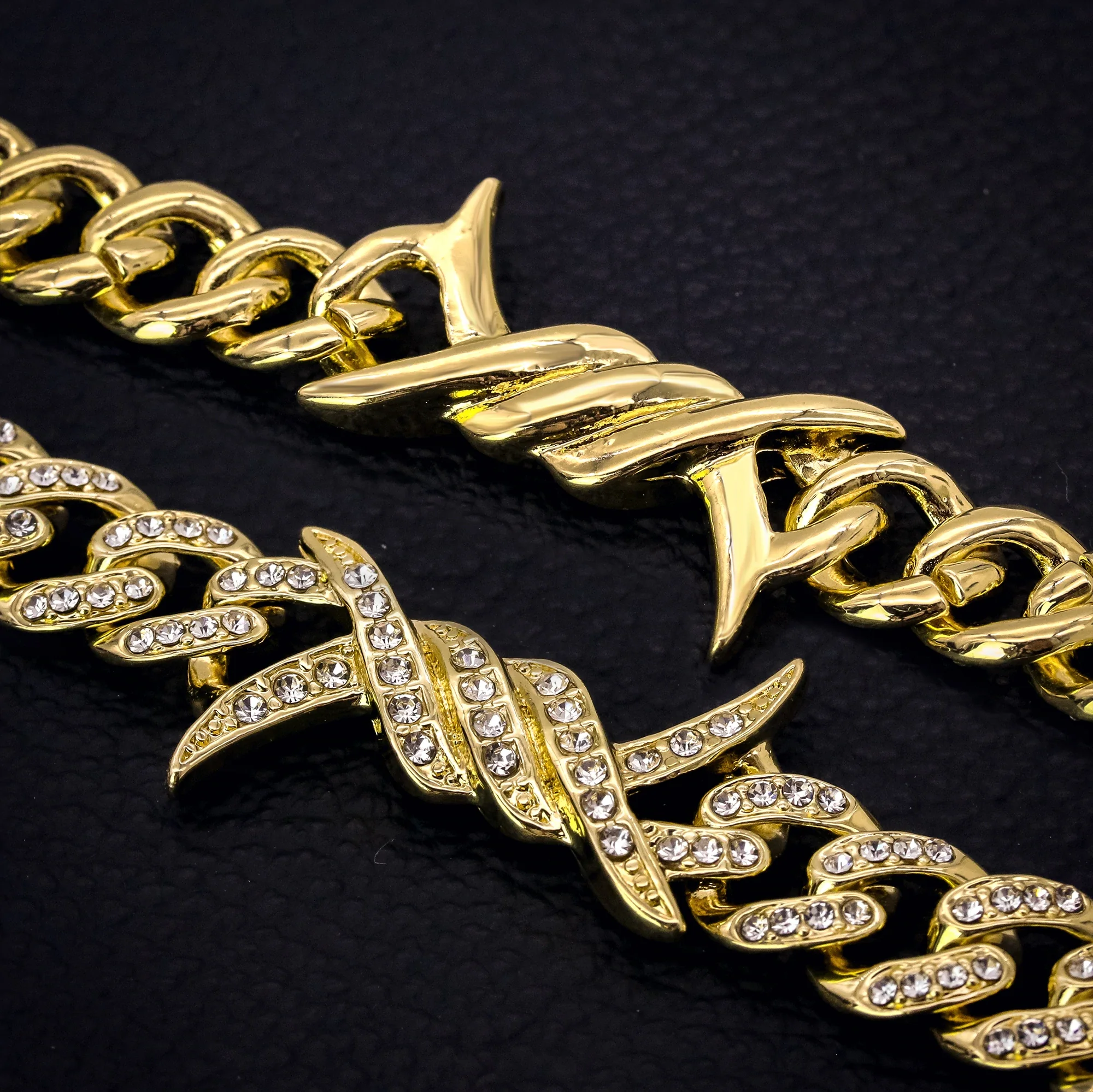12 MM Barbed Wire Iced Out Hip Hop Certified Gold Cuban Link Real Diamond Bracelet Jewelry Gift For Your Husband