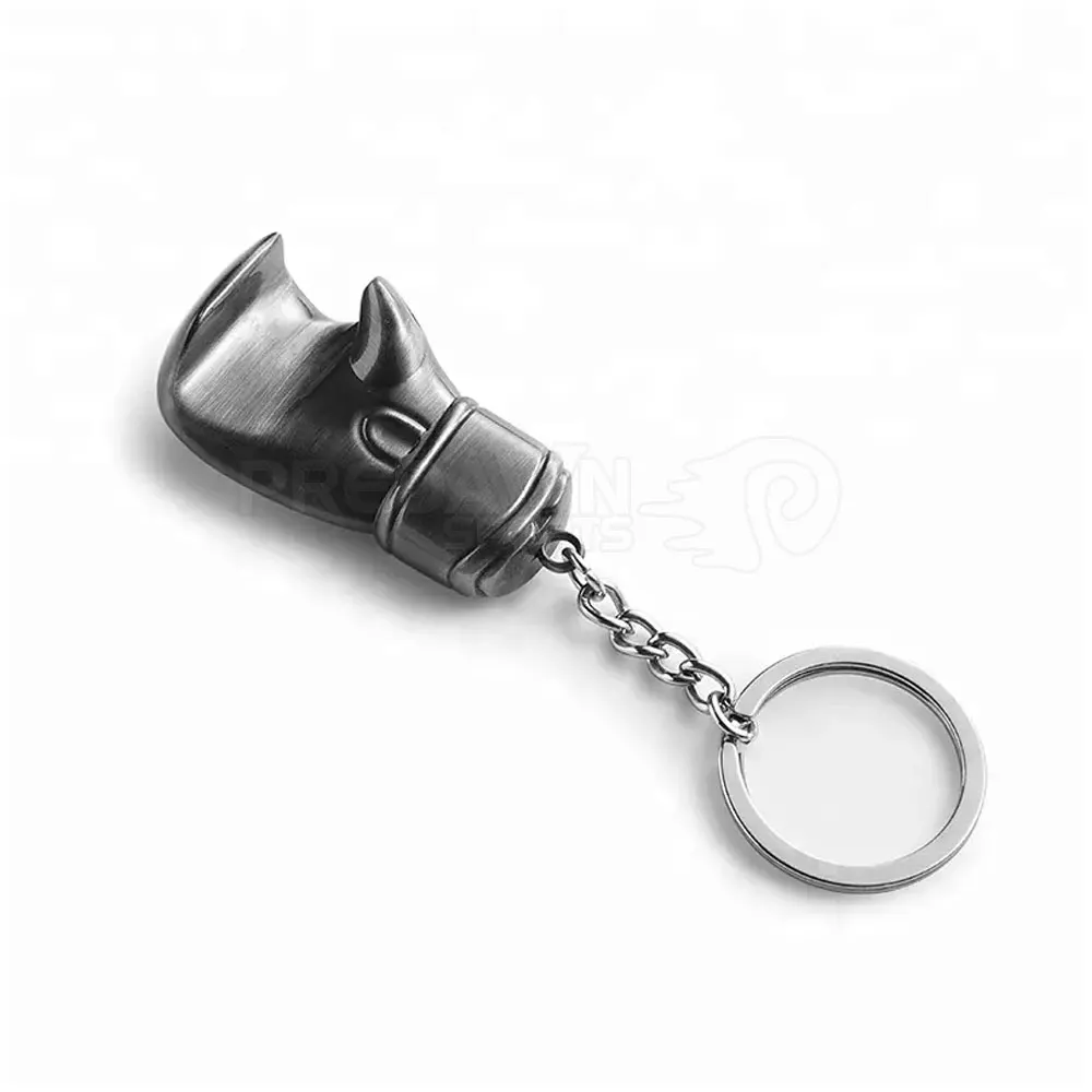 Hot Sale Cheap Keyring Mini Boxing Keychain Light Weight Metal Boxing Blank Leather Keyring