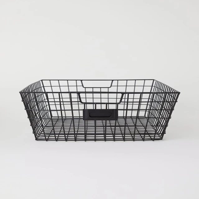 Metal Handmade Basket Black Powder Coated Wholesale Iron Basket Three Tier Decorative Vintage Iron Wire Basket
