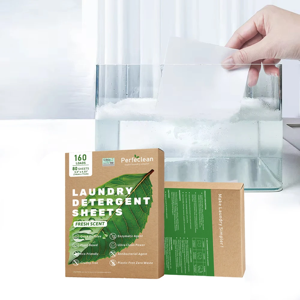 Sensitive Skin-friendly Laundry Detergent Sheets Enzyme Technology Stain Remover and Whitener Eco-Friendly Solid Eco-Strips