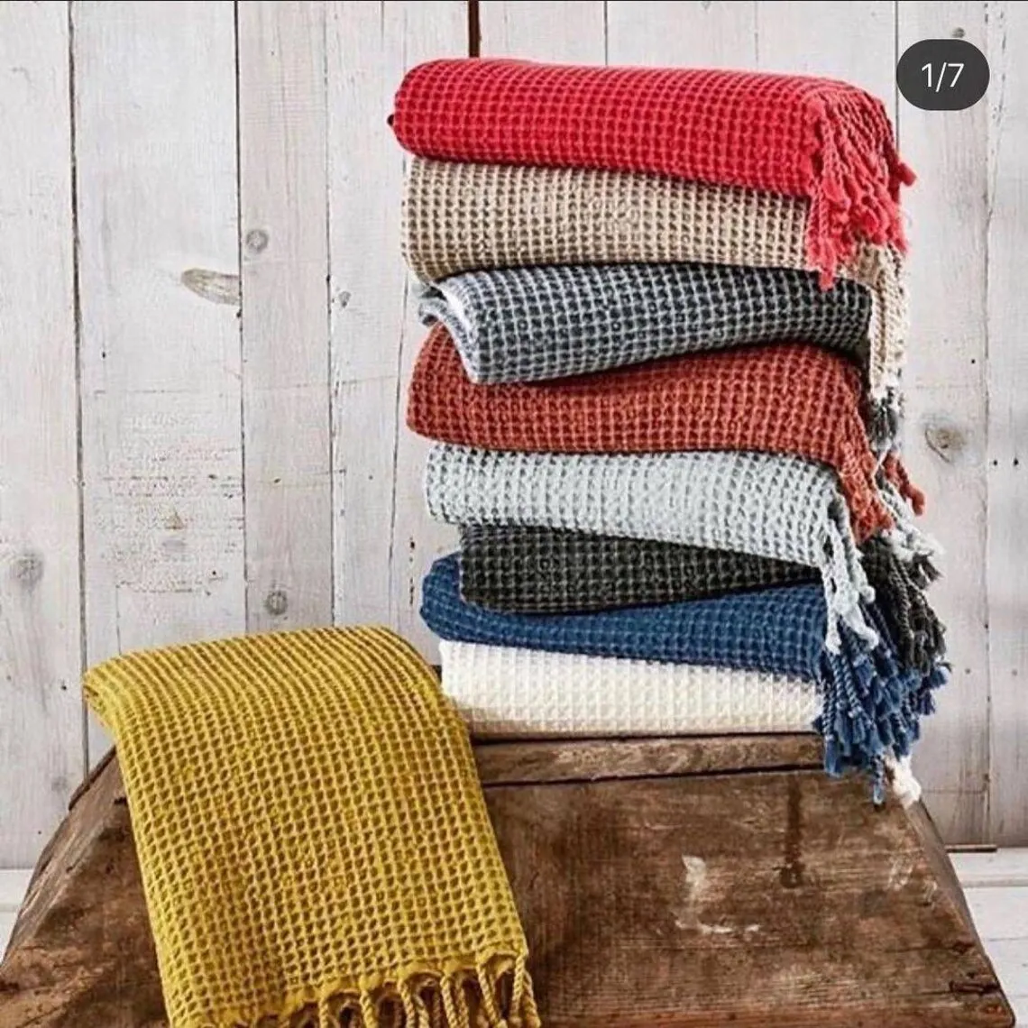 Wholesale High Quality Rustic Turkish Towel Waffle Stonewashed 100% Cotton Turkish Beach Towel Peshtemal Hammam Towel