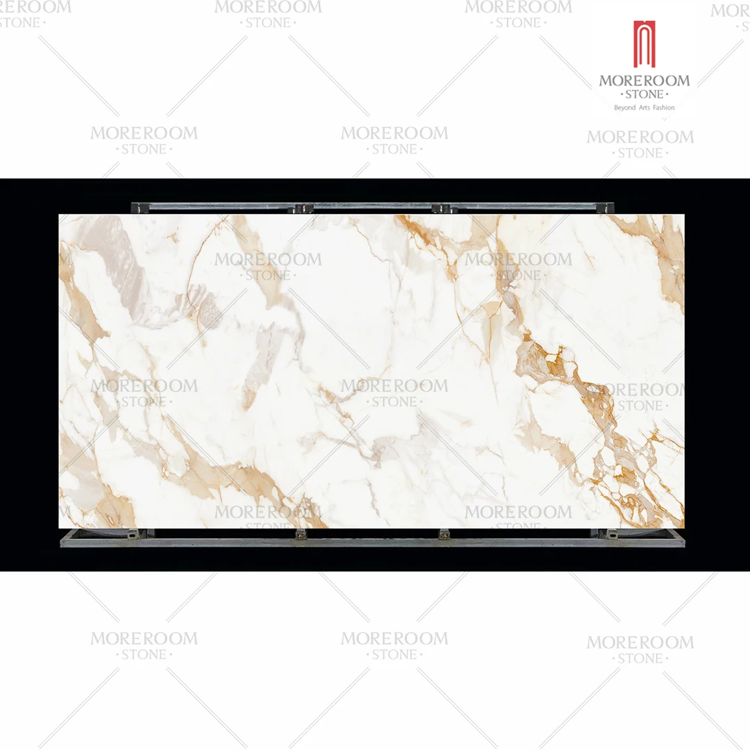 Large Size 1600x3200 12mm Calacatta Gold Matt Sintered Stone Wall Slab Sintered Stone  For Floor