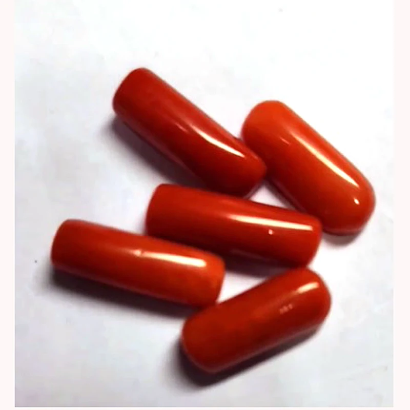 5 Pcs Of Natural Italian Coral 15mm to 20mm Rectangle Cabochon 29 cts lot Iroc Sales Good quality genuine loose gemstone cab