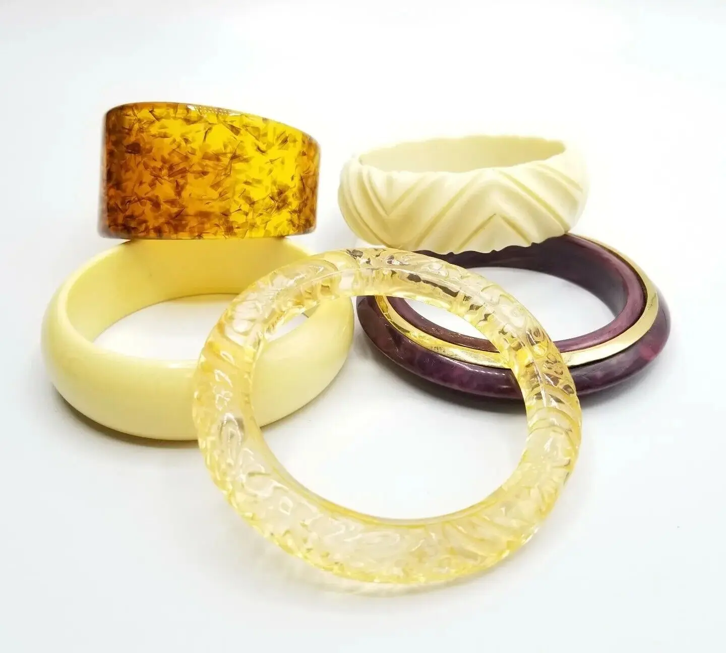 Vintage 5 pc Lot Bangle Cuff Bracelet Resin Jewelry Bracelets Traditional Newly Resin Acrylic Custom cuff bangle charm jewelry