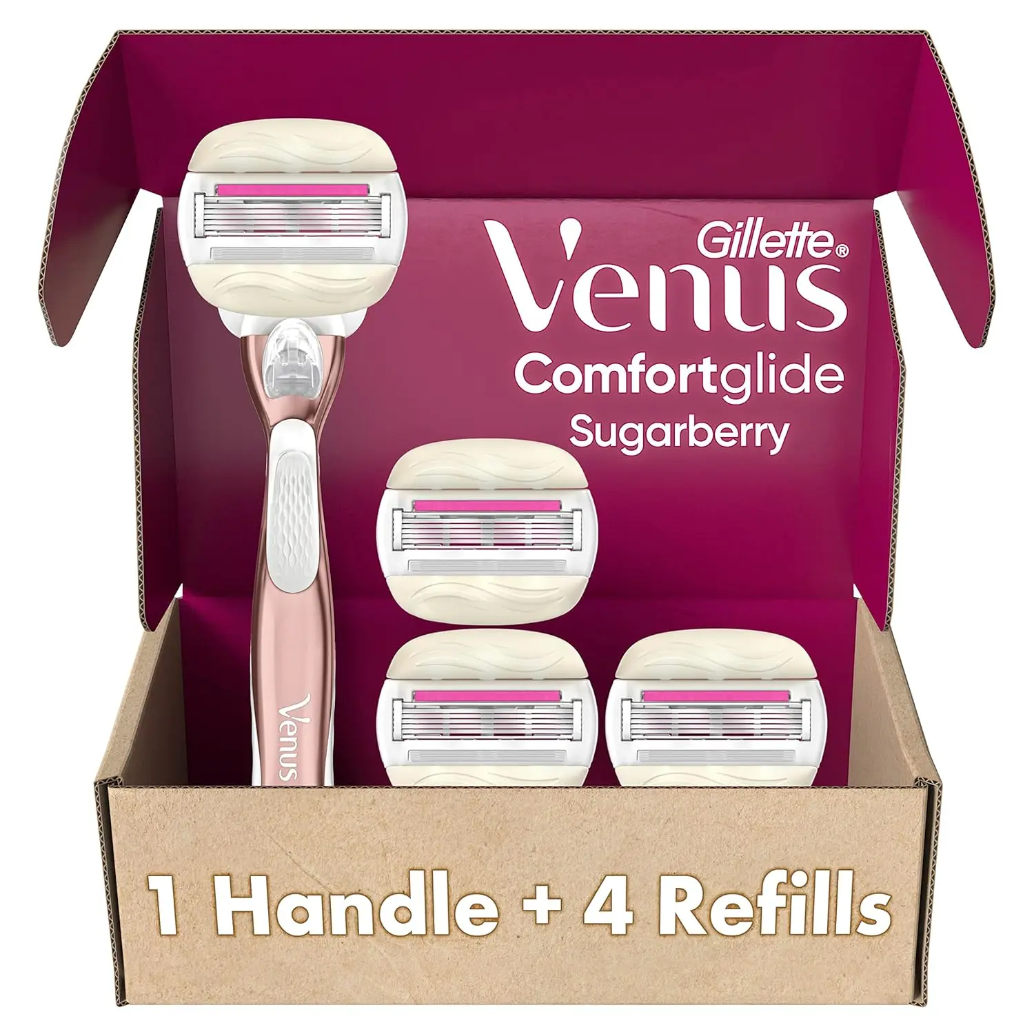 Gillette Venus Comfortglide Razor Blades for Women, Lubrastrip with A Touch of Botanical Oils, Spa, 8 Count, Pack of 1