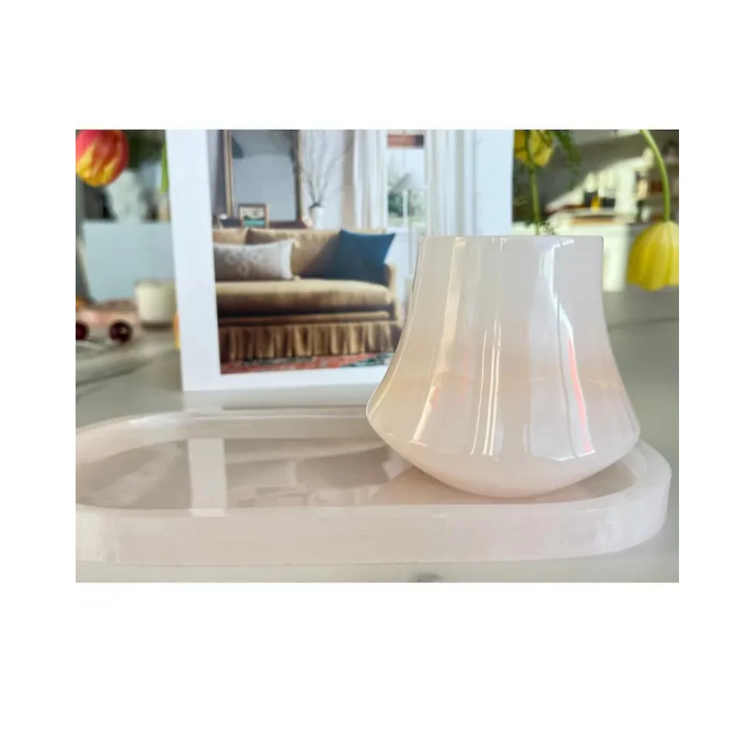 New Style Luxury Hotel Home Decoration  Candle bowl jar manufacturer supplier Stone Onyx and alabaster Candle Holder