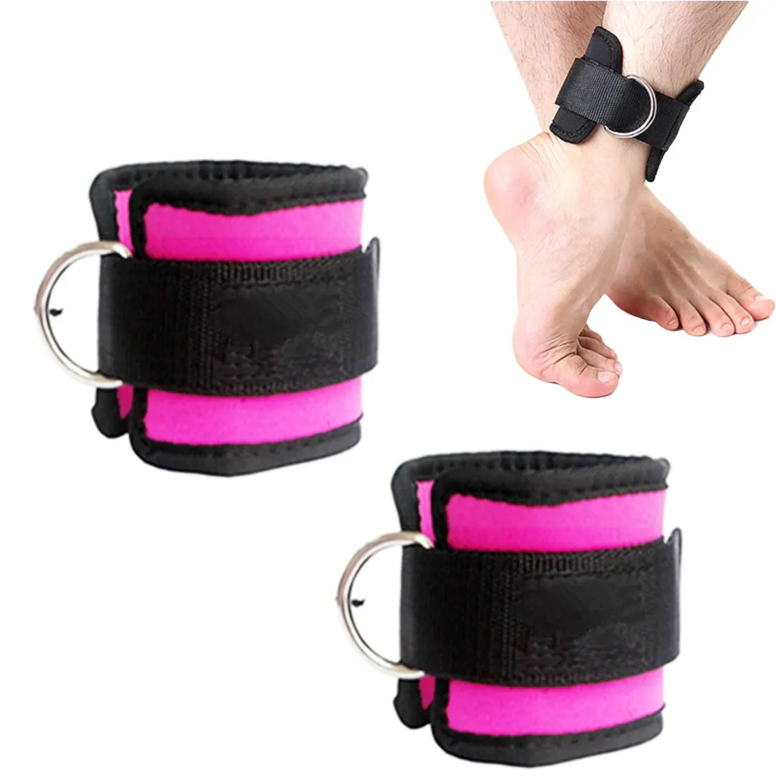 Ankle Straps (Pair) for Cable Machine Kickbacks Glute Workouts Lower-Body Exercises Adjustable Leg Straps with Neoprene Padding