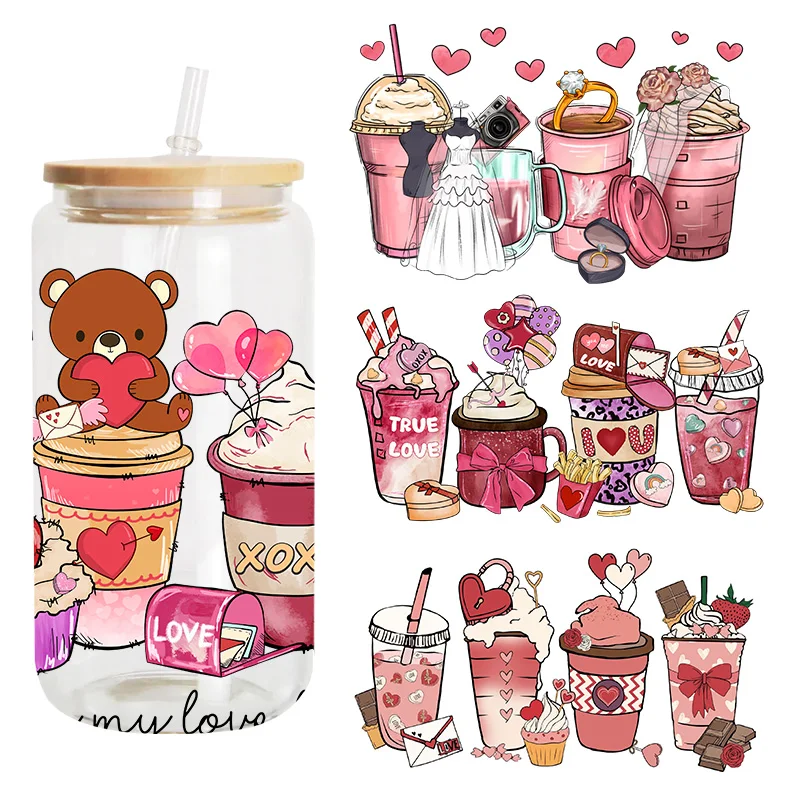 Заводская оптовая продажа Популярная Наклейка Валентина для упаковки стеклянных оберток 16 унций-24 унции