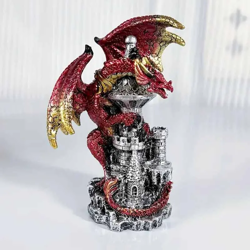 Custom Creative Home Office Living Room Mythical Festival Dragon Sculpture Ornaments Resin Dragon Statue With Castle And Skull