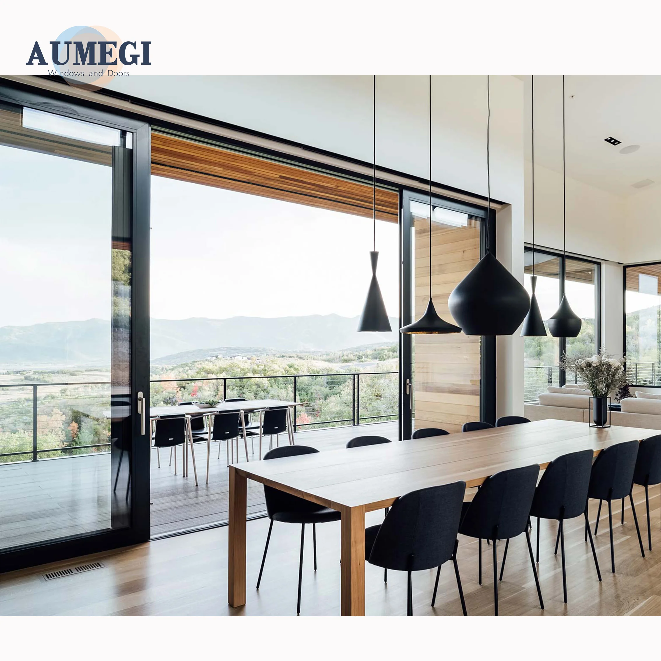 AUMEGI balcony Metal Pleated 4 track 4 panel Soundproof Kitchen Glazed Safety Motorised Waterproof Sliding Door