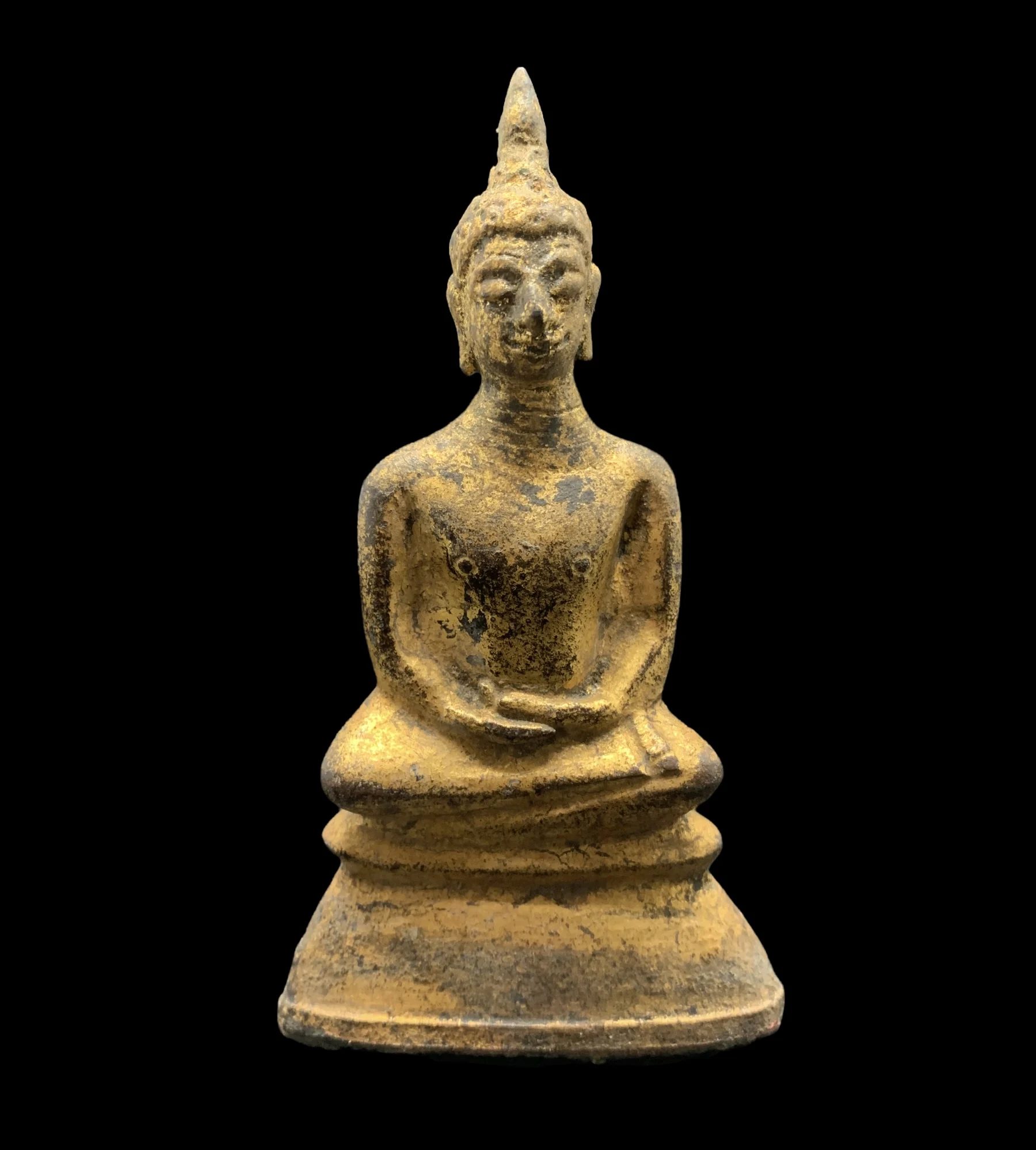 Antique Bronze Buddha The Attitude of Meditation Lacquer Gilded for offer sacrifice Decorated and Collect Home Decor