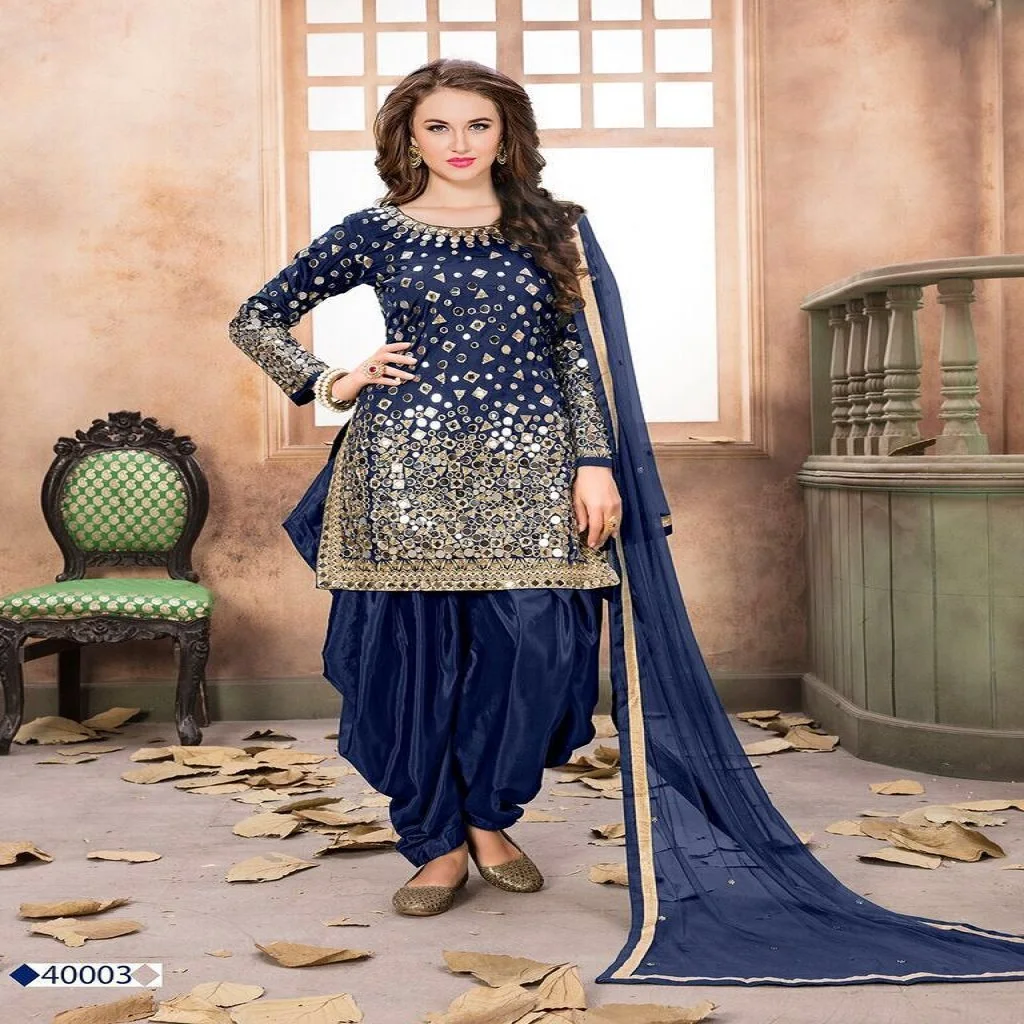DESIGNER TAFFETA SILK AND EMBROIDERY WITH REAL MIRROR WORK SUITS
