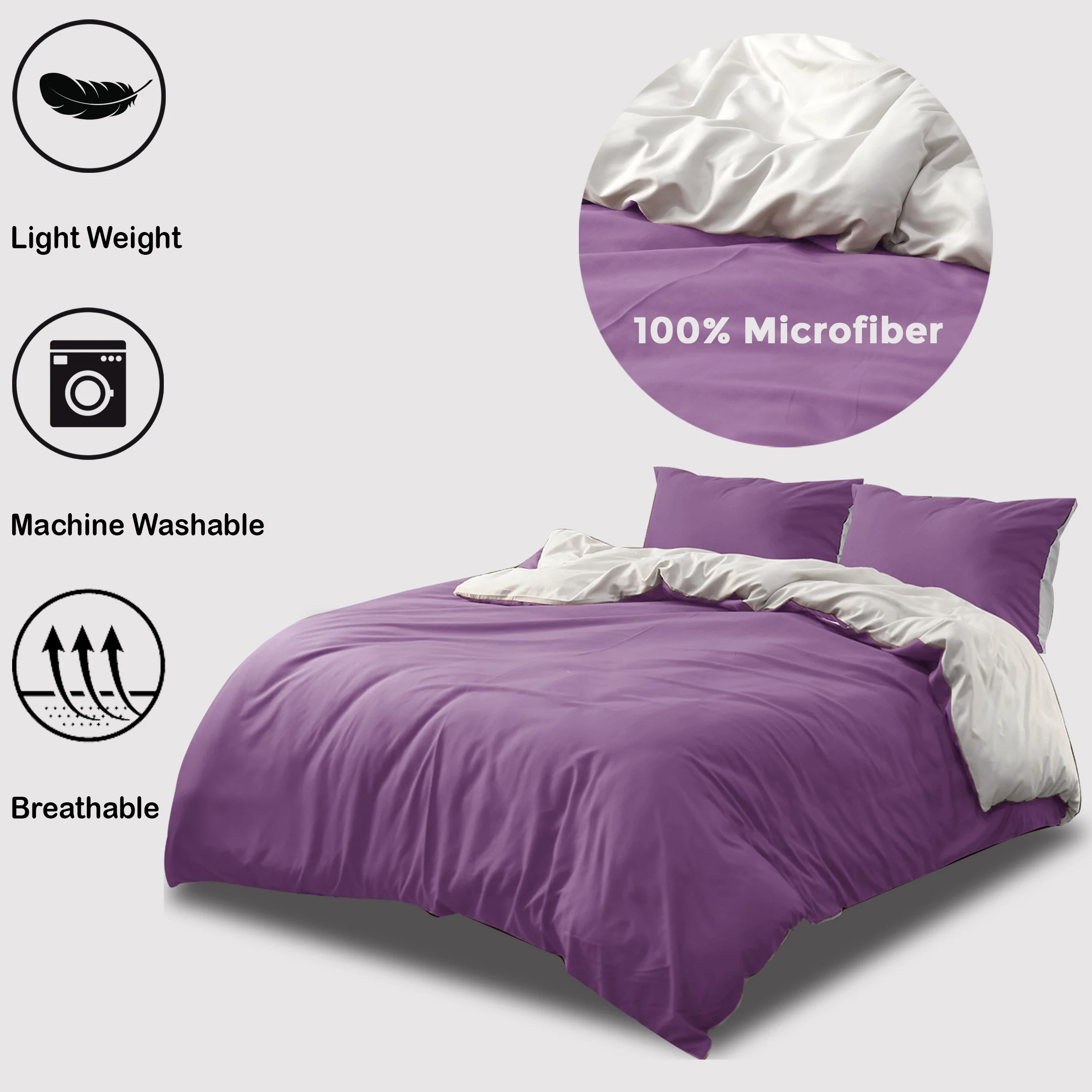 High Quality custom Purple & Silver Reversible Duvet Cover Set bedding set