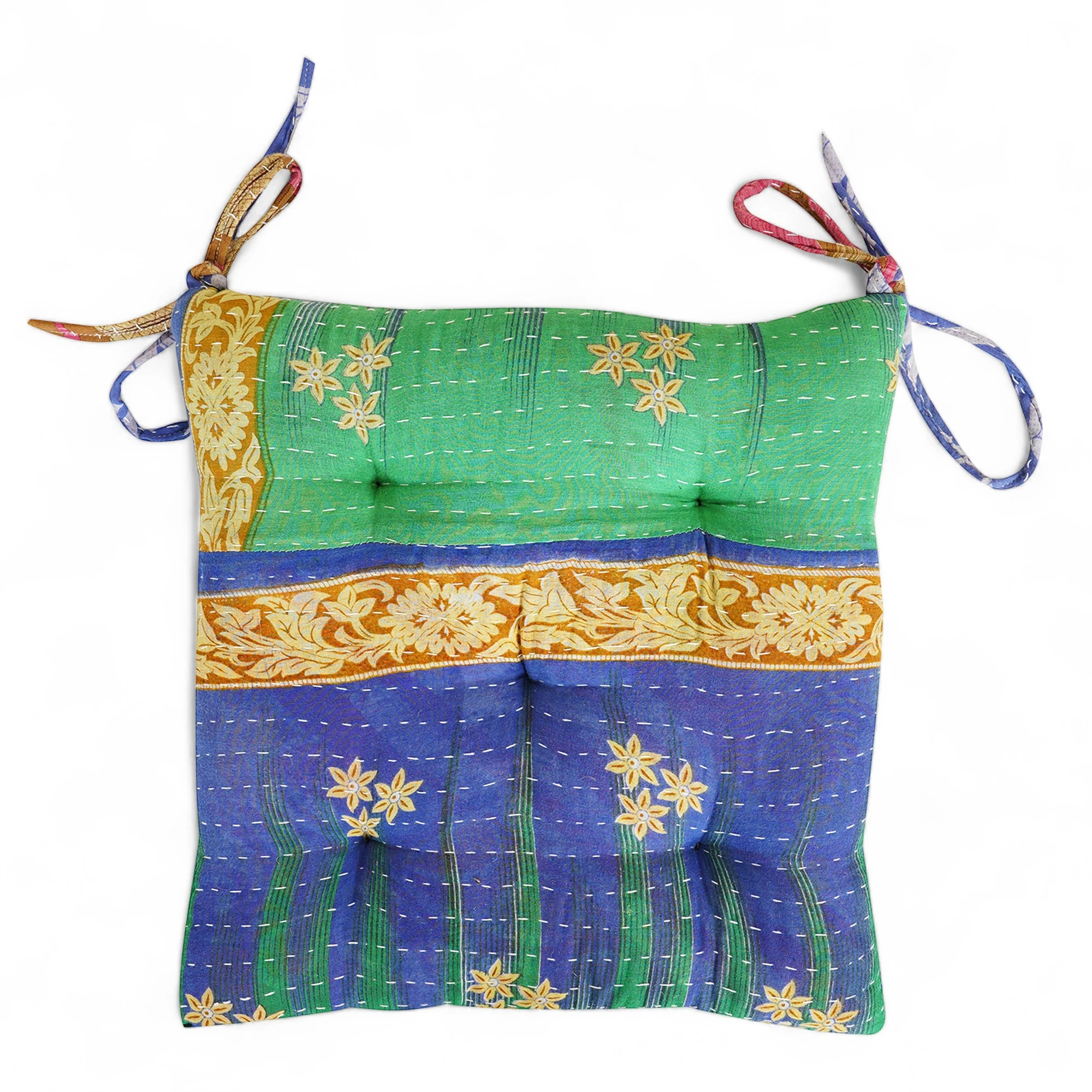 Multipurpose reusable cotton stripe chairpad for Dining Kitchen Office Chair Seat Cushion with Ties Durable Cotton Fabric Cover