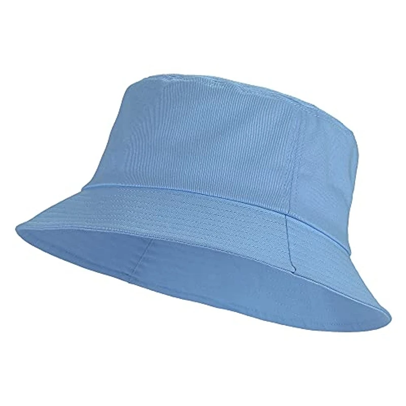 Wholesale Unisex Custom Embroidery Logo Cotton Travel Solid Outdoor Flat Top Wide Brim Kids Fisherman Bucket Hat