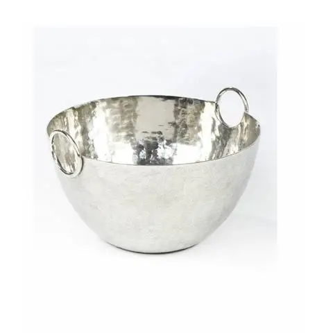 Hand Hammered Design Ice Bucket Bowl With Handle For Table Top Hotel Restaurant Bar Use Shiny Ice Bucket