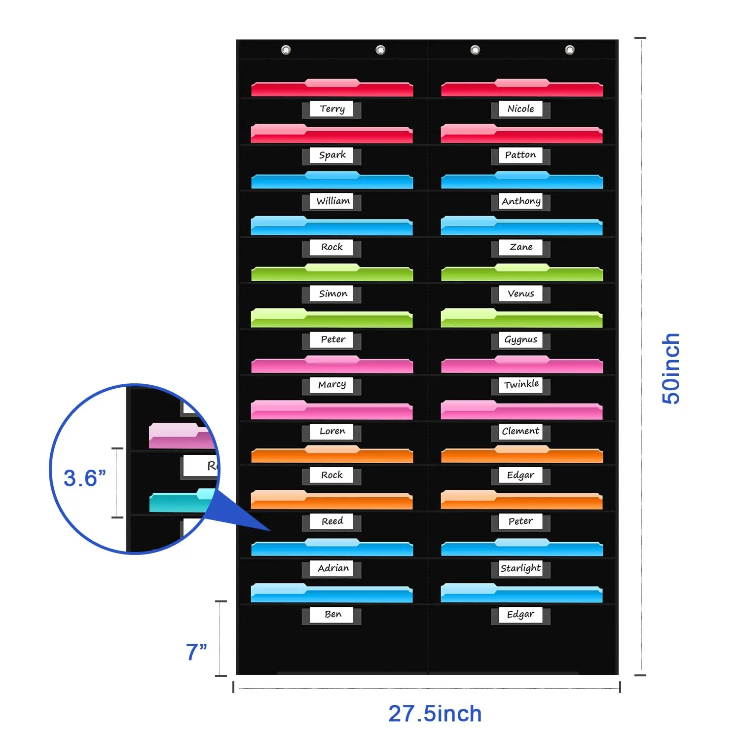 24 Pocket File Storage Pocket Chart,Hanging Wall File Organizer for Classroom and Office, Organize Your Assignments