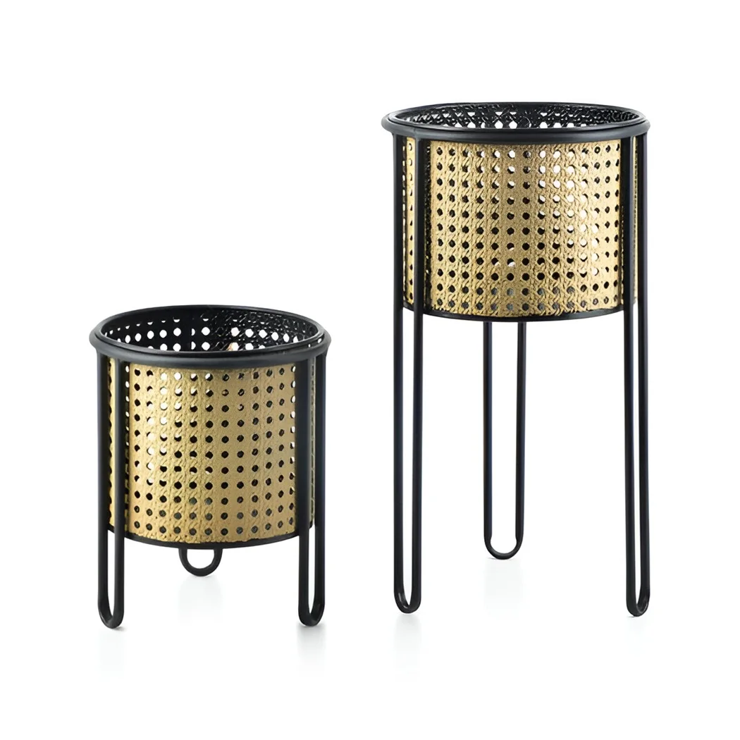 Meshing Pot With Stands For Nursery Plants Holding Planter Pot Antique Golden Luxury Flower Pot Wedding Decor Planter Set