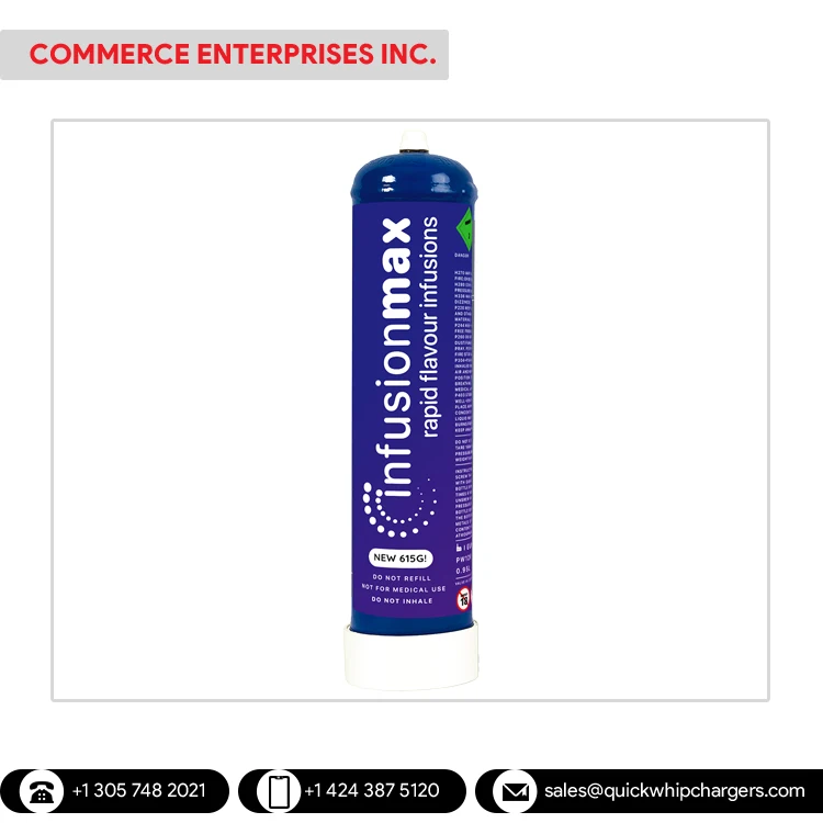 InfusionMax 615G Metal Whipped Cream Charger Cylinder High Quality and Fast Whips up Delicious Cream in Seconds