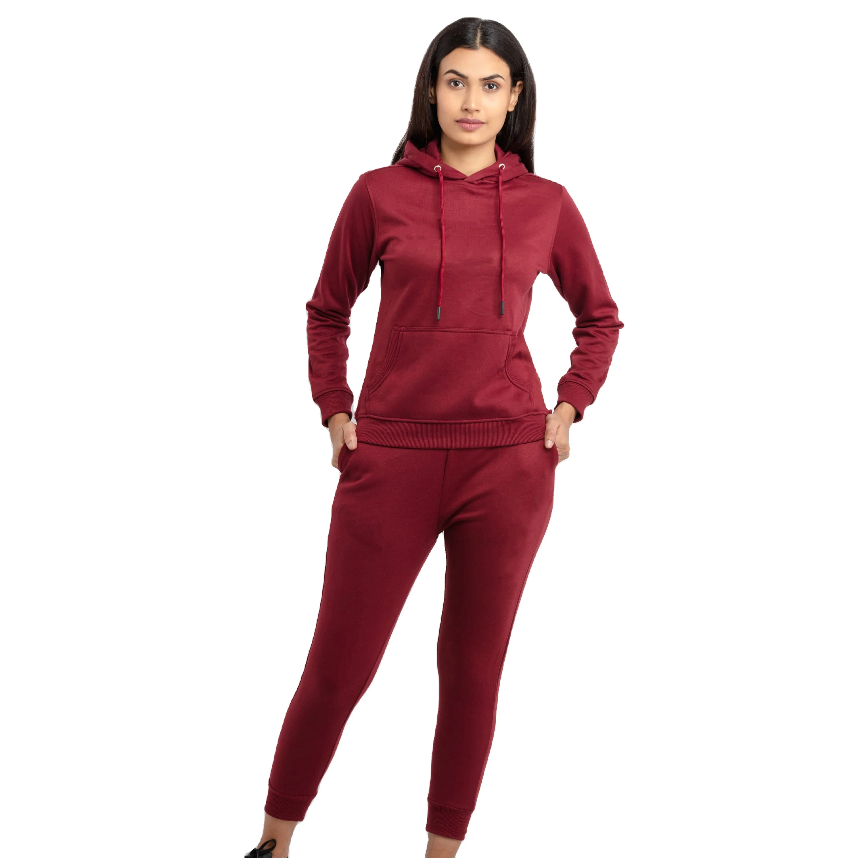 2024 Tracksuit Hood New Long Sleeve Active Jogger Suit Training Women Fitted Hooded Cotton Polyester Tracksuit