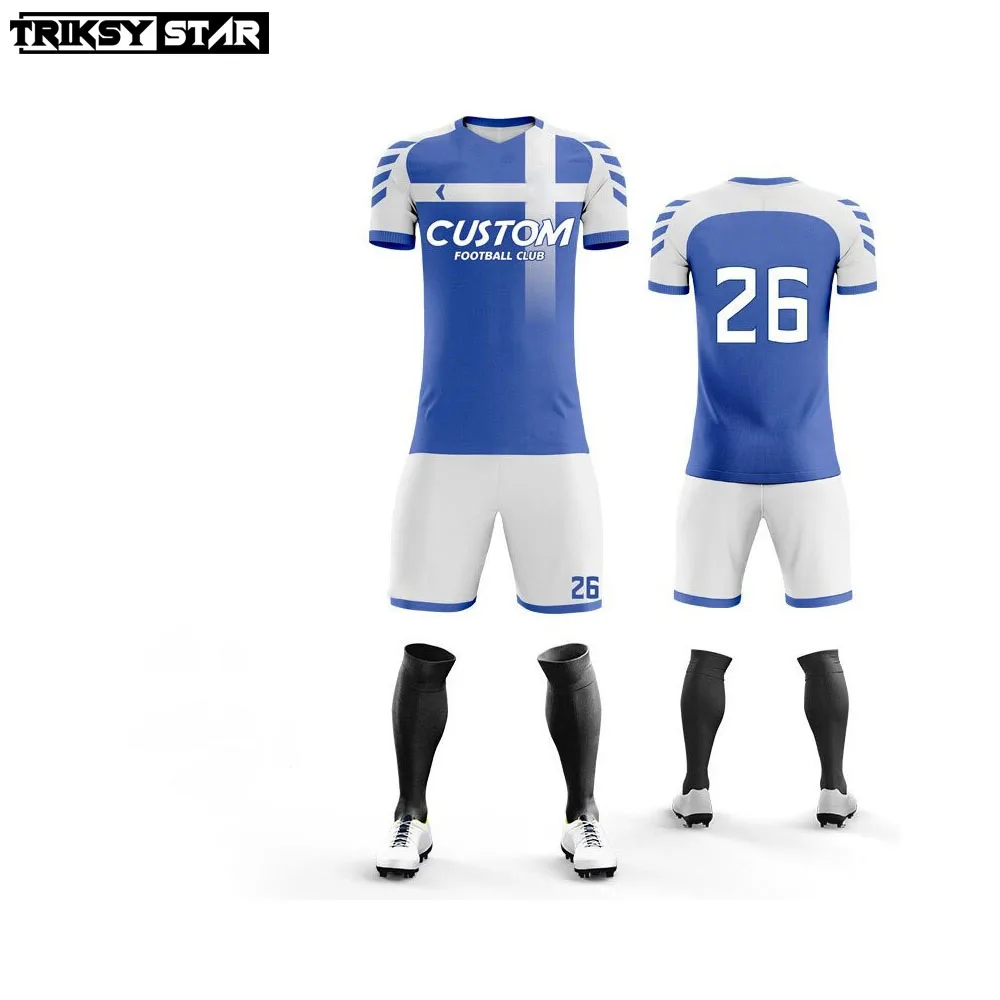 Factory High Quality Cheap Soccer Jersey 100% Polyester Club Soccer Uniform Sets Football Jersey Kit