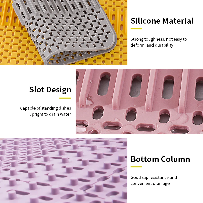 Kitchen Gadgets Countertop Absorbent Mat Silicone Splash Guard Pad Water Drying Sink Liner Faucet Draining Mats For Kitchen Sink