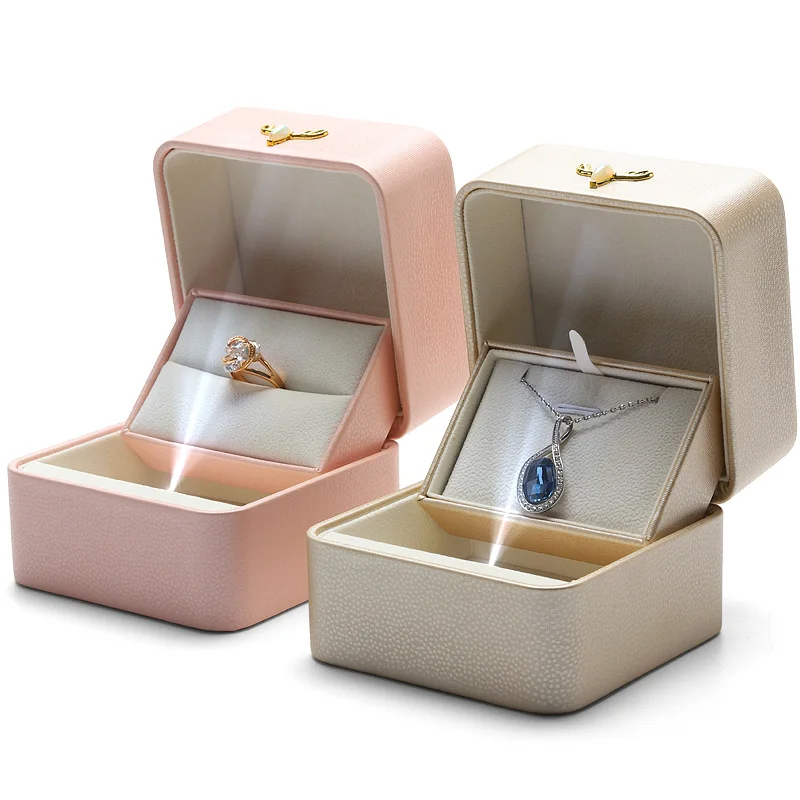 Wholesale Luxury Led Velvet Jewelry Box Custom Logo Packaging Ring Earring Necklace Bracelet pendant Jewellery Box