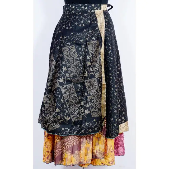 New Indian Wrap Around Skirt Handmade Handmade Silk Skirt Fun Hippie Boho  Dress Silk Sari Multi Color Woman Silk Sari Skirt