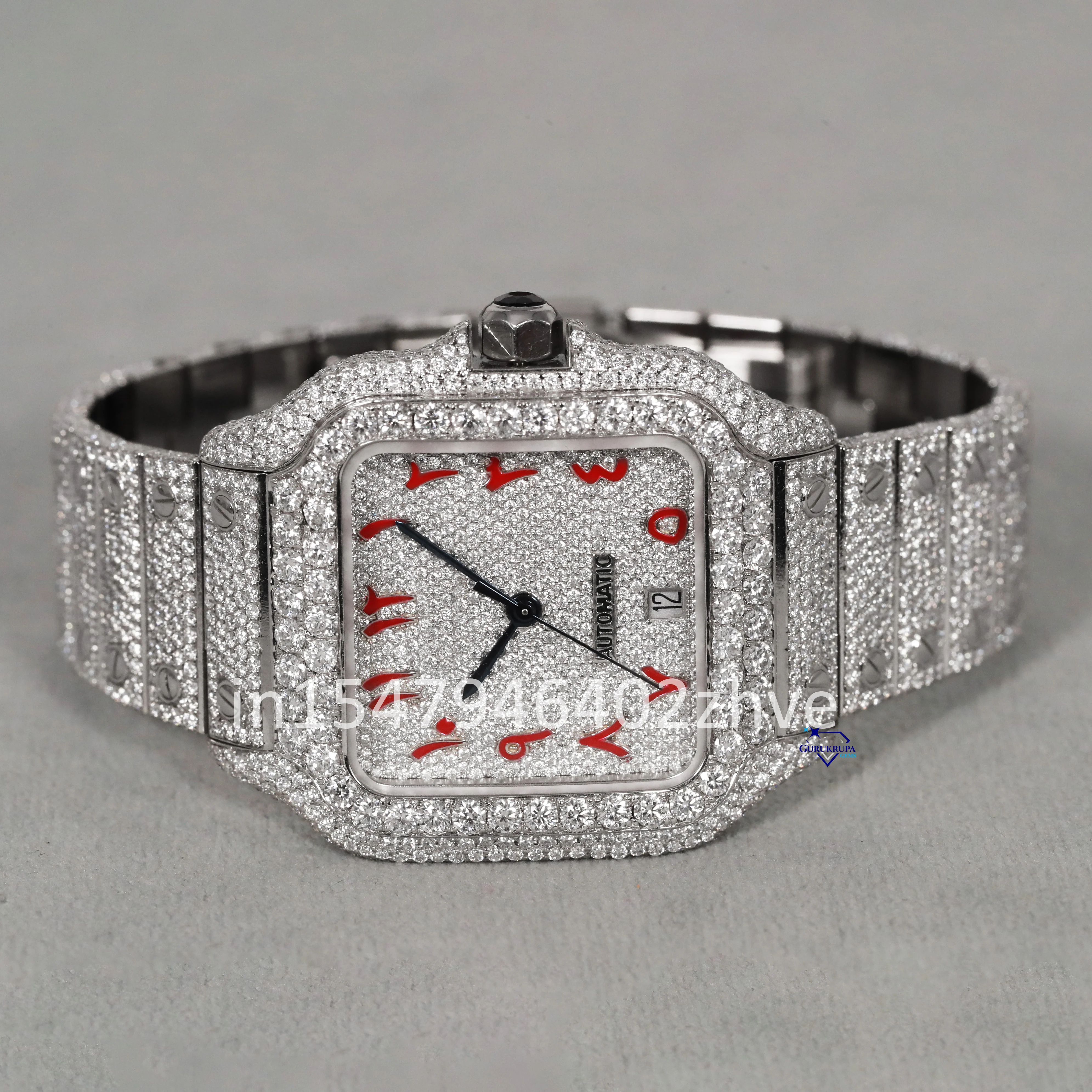 Best selling luxury stainless steel flawless lab grown diamond wrist watch for men with enhanced VVS clarity
