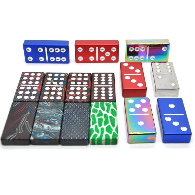 Custom Colored double 6 9 12 Block Plastic Acrylic Metal Aluminum Domino Set